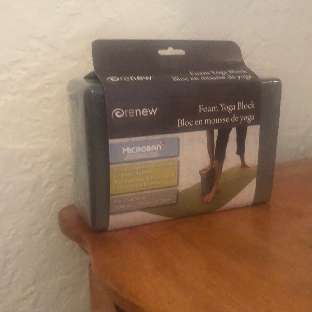 Renew foam yoga block, grey, 9”x3”x6” / 22.86x7.62x15.24cm. New in package